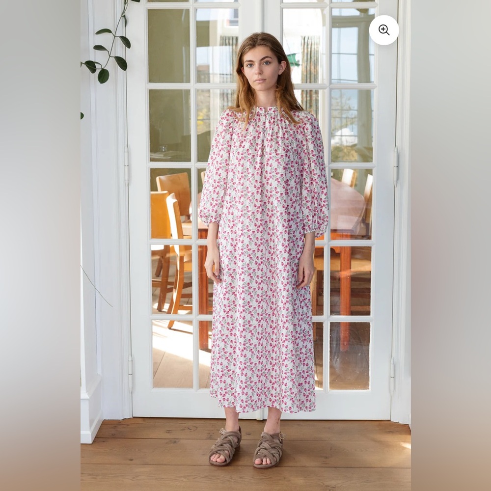Maxi Floral Peasant Dress in Pink - Picture 2 of 8